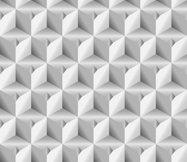 Vector volume realistic texture, gray 3d cubes squares geometric seamless pattern