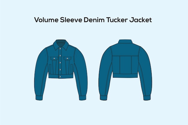 Vettore giacca tucker in denim con maniche voluminose