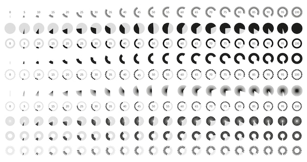 Volumeknop animatie circle control bar geanimeerde ronde lader en draaiknoppen vector icon set