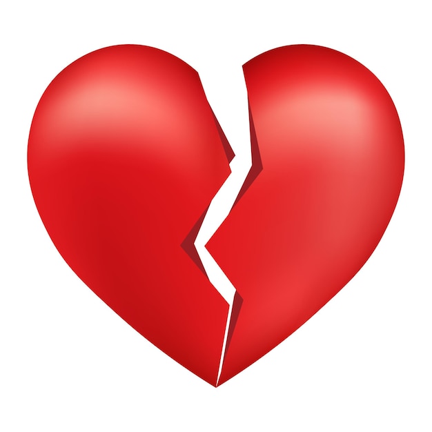 Вектор Объемная икона разбитого красного сердца на день святого валентина. 3д дизайн