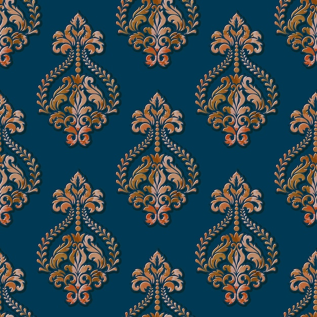 Volumetric damask seamless pattern background.