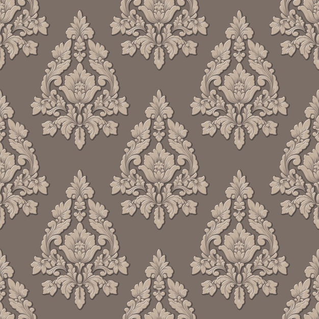 Vector volumetric damask seamless pattern