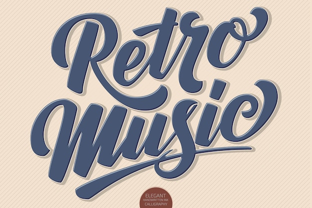 Volumetric hand drawn lettering Retro Music