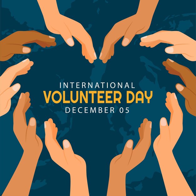 День добровольцев за экономическое и социальное развитие Иллюстрация социальных сетей Плоский мультфильм, нарисованный вручную