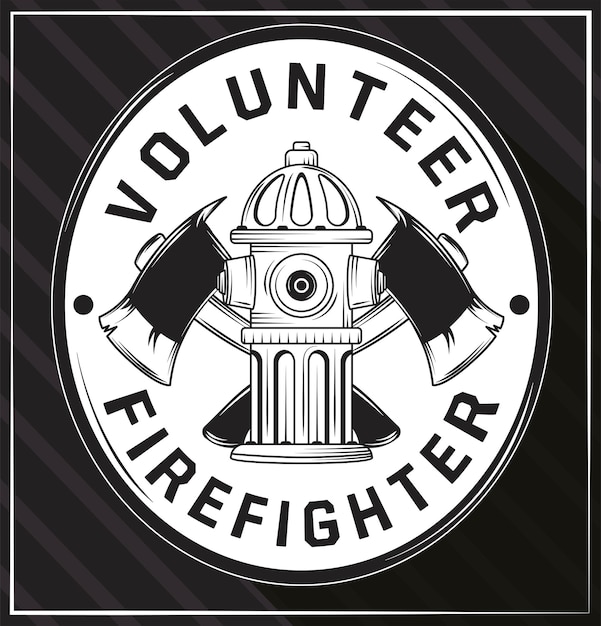 Vector volunteer firefighter label