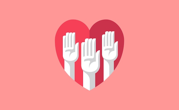 Volunteer hands in a heart illustration