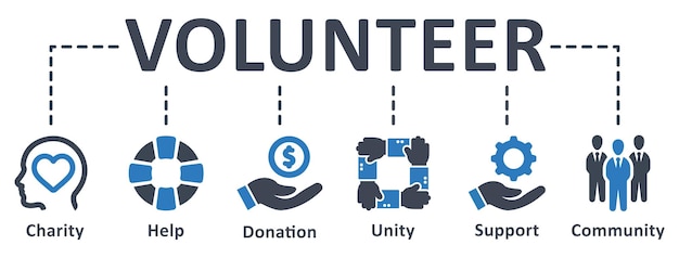 Volunteer infographic template design with icons vector illustration business concept