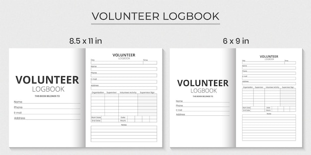 Volunteer log book design