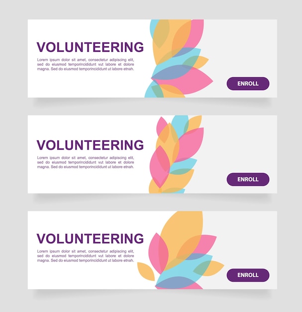 Volunteer project with children web banner design template. Vector flyer with text space. Advertising placard with customized copyspace. Promotional printable poster for advertising. Graphic layout