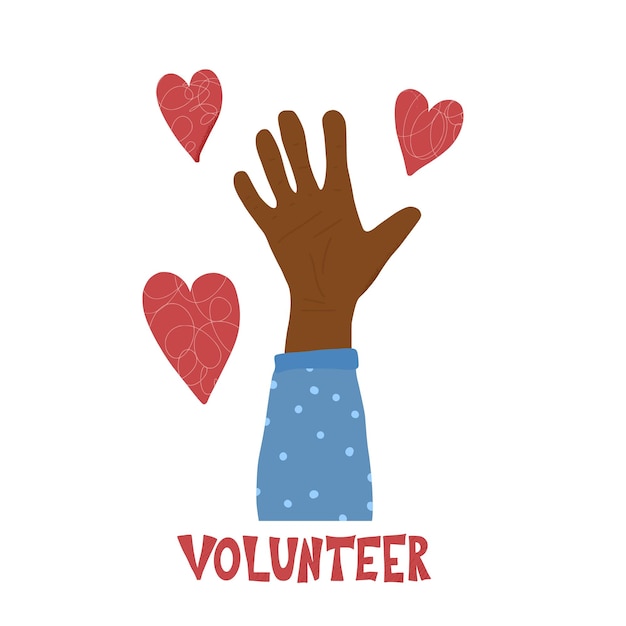 Volunteers hands up concept Vector simple design
