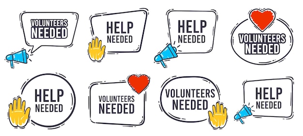 Vector volunteers needed banner set