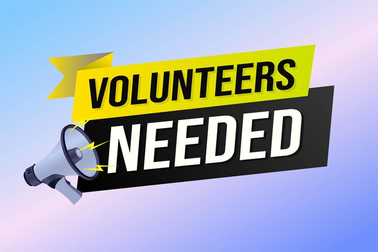 Vector volunteers needed word concept vector illustration with lines 3d style for social media landing page