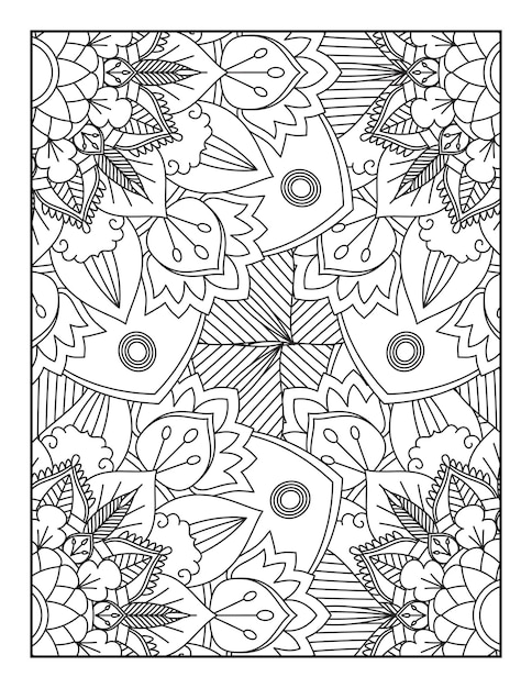 Volwassen kleurplaat, bloemen Mandala kleurplaat.