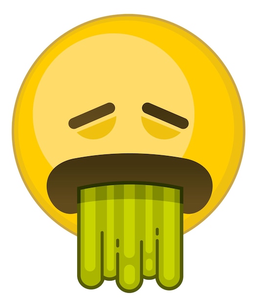 Vector vomiting emoji. disgusted face expression. illness symbol isolated on white background