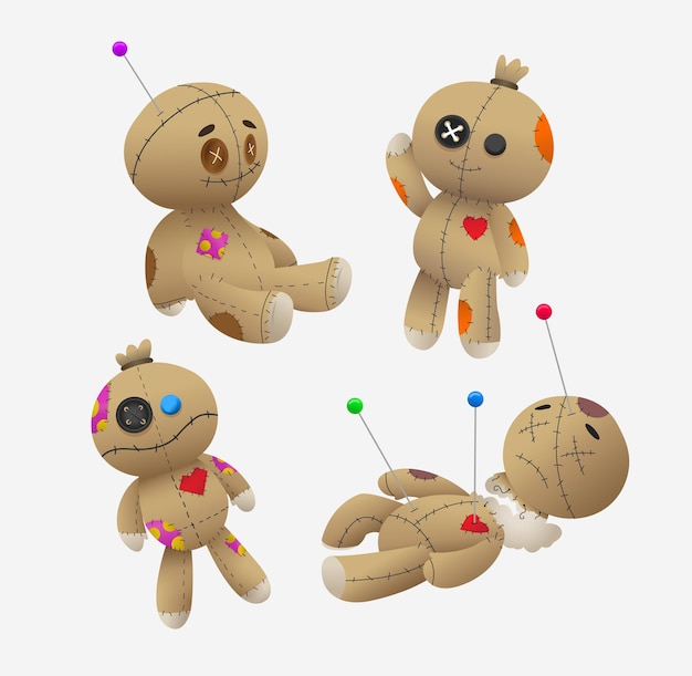 Vector voodoo doll. cartoon cursed doll. vector illustration in cartoon style. character voodoo.