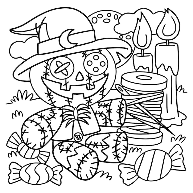 Voodoo Doll Halloween Coloring Page for Kids