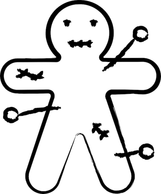 voodoo doll hand drawn vector illustrations