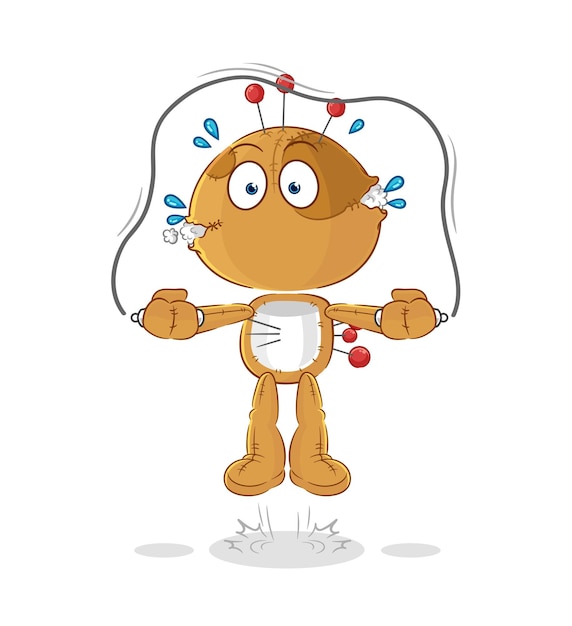 Voodoo doll jump rope exercise character vector