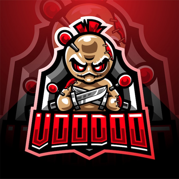 Voodoo esport mascotte logo ontwerp