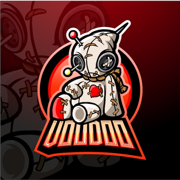 Voodoo esport mascotte logo ontwerp