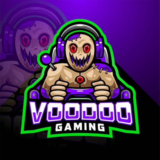 Vettore logo mascotte esport voodoo gaming