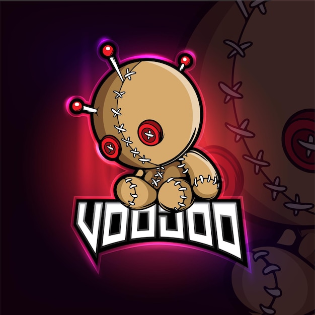 Vector voodoo mascot esport logo design