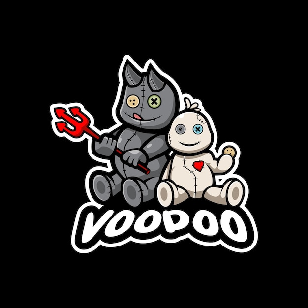 Voodoo mascotte esport logo ontwerp vector twee grappige voodoo voor teamsport en gaming