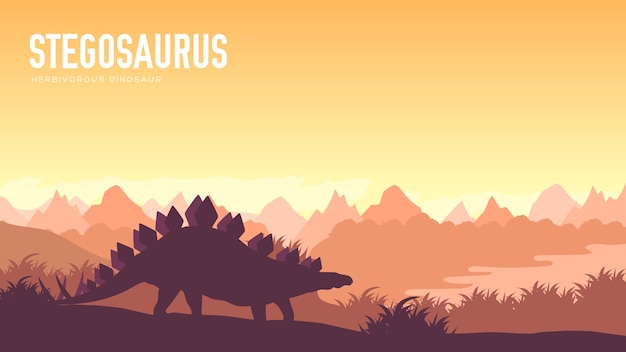 Vóór ons tijdperk aardeontwerp. dinosaurus stegosaurus in zijn habitat. jungle prehistorisch wezen.
