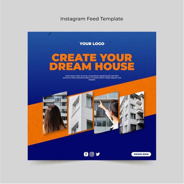 Vector voorbeeld van de instagram-feed dream home