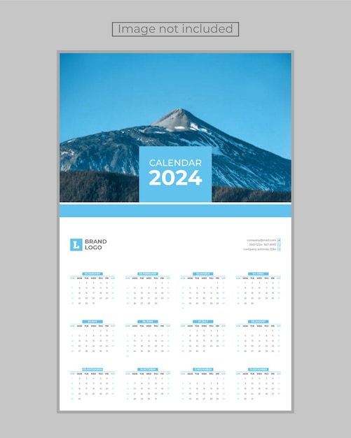 Vector voorbeeld van de muurkalender voor 2024