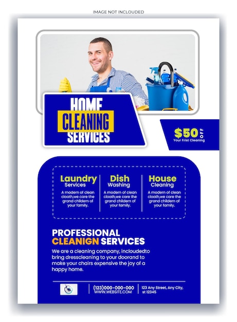 Voorbeeld van een flyer met advertenties voor schoonmaakdiensten
