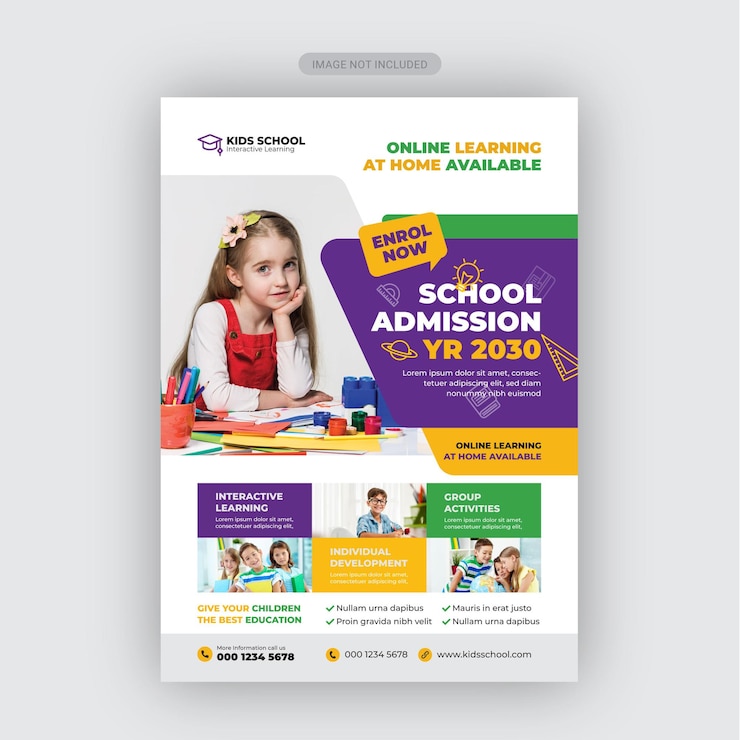 Vector voorbeeld van een flyer voor de toelating tot het schoolonderwijs