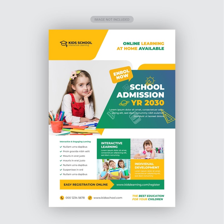 Vector voorbeeld van een flyer voor de toelating tot het schoolonderwijs