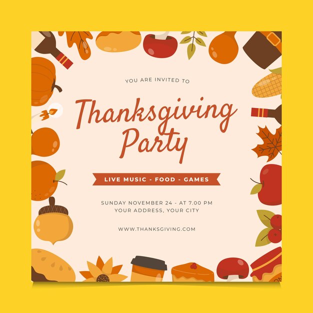 Vector voorbeeld van een uitnodigingsposter voor thanksgiving party