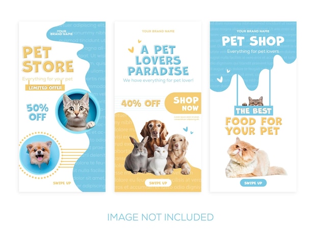 Vector voorbeeld van een verhaallijn voor een huisdierenwinkel