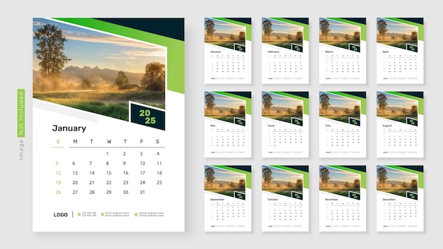 Voorbeeld van het ontwerp van de muurkalender voor 2025