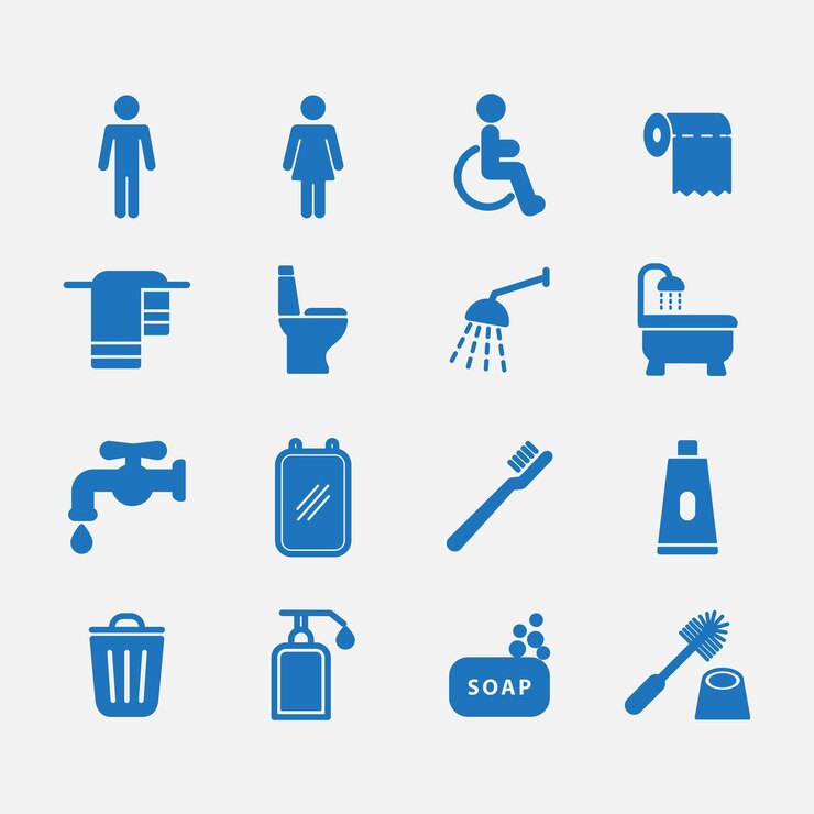 Vector voorbeeld van het ontwerp van het vectorlogo van het badkamersicoon