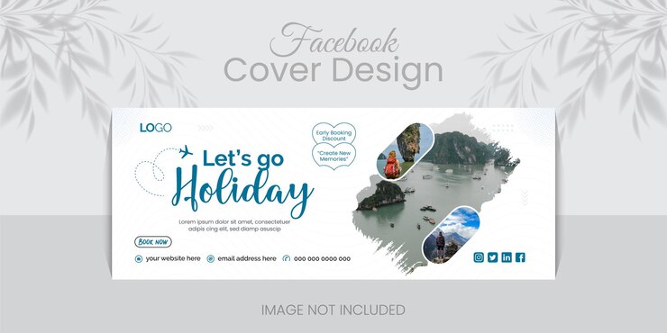 Vector voorbeeld voor het ontwerpen van een reiscover voor facebook