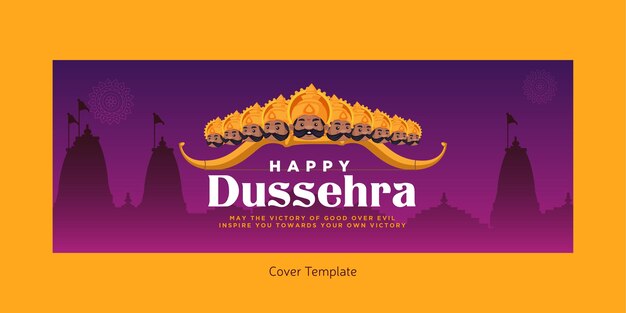 Voorblad van indiase festival happy dussehra cartoon stijlsjabloon