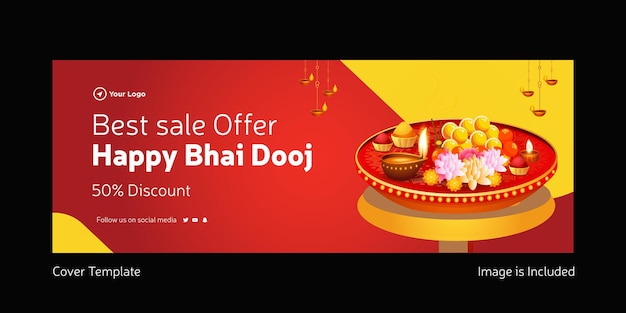 Voorbladontwerp van de beste verkoopaanbieding Happy Bhai Dooj Indiase festivalsjabloon