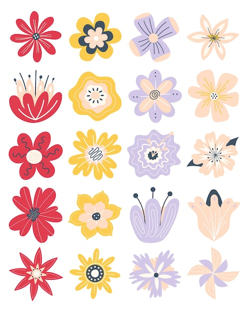 Vector voorjaarsbloemen illustratieset