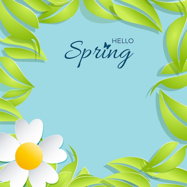 Vector voorjaarsontwerp achtergrond kaart voor het voorjaarsseizoen met frame en bladeren en bloemen
