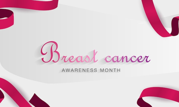 Voorlichtingsmaand van borstkanker. Linten en ballonnen in roze. Realistische vectorillustratie