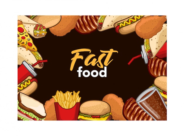 Voorraad vector set van fast food en drinken object illustratie