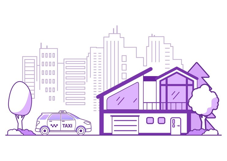 Vector voorstedelijk huis in het bos landhuis landelijke villa online taxidienst