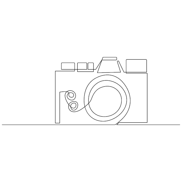 Voortdurende één lijn tekening hd foto camera contour vector illustratie