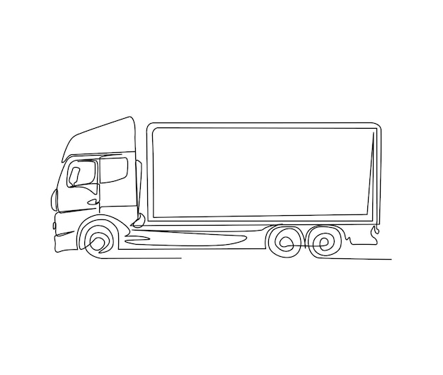 Vector voortdurende één lijn tekening van delivery truck simple cargo delivery truck lijnkunst