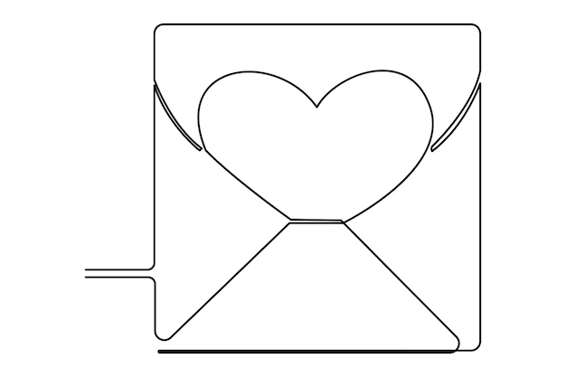 Vector voortdurende één lijn tekening van een envelop met een hart liefdesbrief vector illustratie