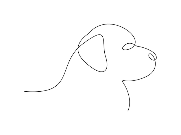 Voortdurende één lijn tekening van hond gezicht icoon geïsoleerd op witte achtergrond vector illustratie