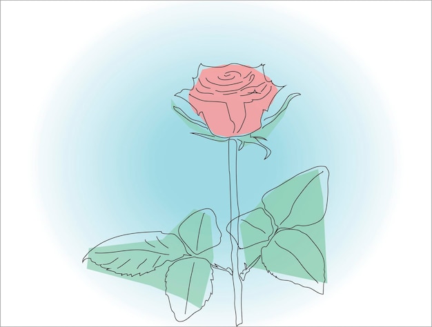 Voortdurende één lijn tekening van roos bloem vector illustratie